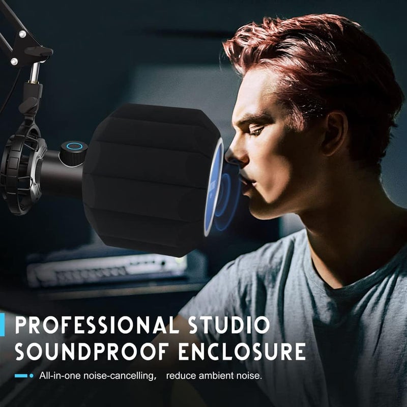 micfuns MF2 Microphone Windscreen Pop Filter,Side Cutout 45-60-mm Suspended Microphones SM7B, Sound Absorbing Foam Reducing Noise And Reflections - Image 5
